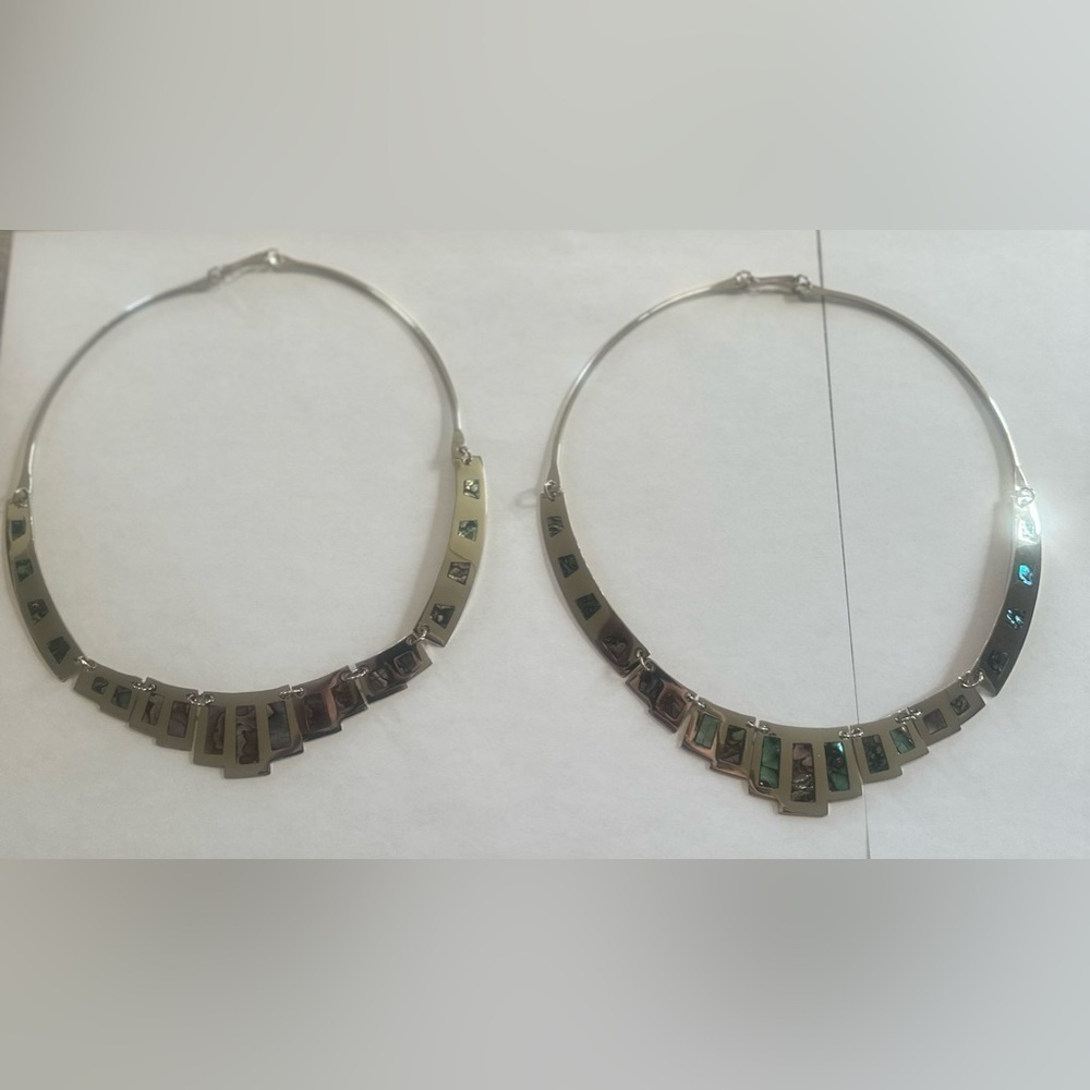 Vintage Abalone Taxco Mexican Alpaca Necklace (N140) - Picture 3 of 12